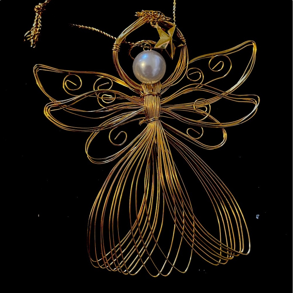 Handmade Metal Xmas Angel Ornament Vintage